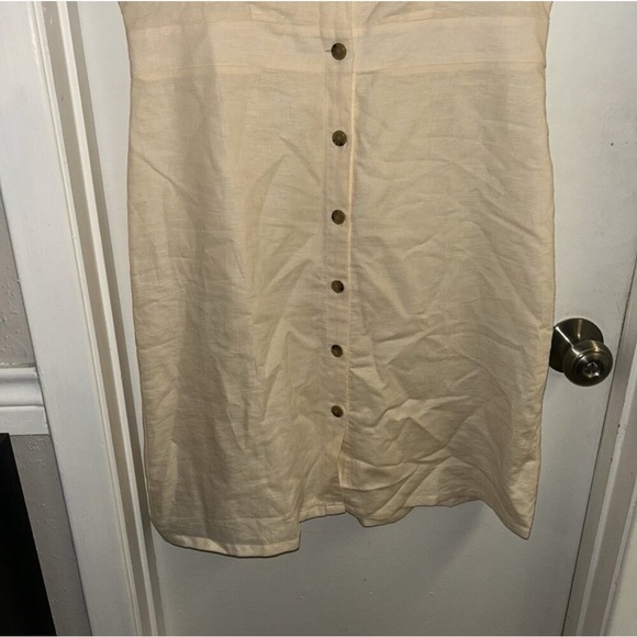 J.Crew Cream Color V-Neck Sleeveless Button Down Linen Blend A-Line Dress Size 8 - Picture 4 of 10